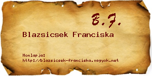 Blazsicsek Franciska névjegykártya